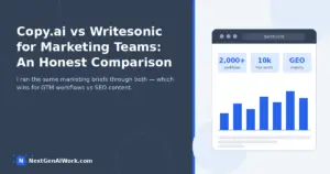 Copy.ai vs Writesonic for marketing teams compared — GTM workflow automation versus SEO content generation -->