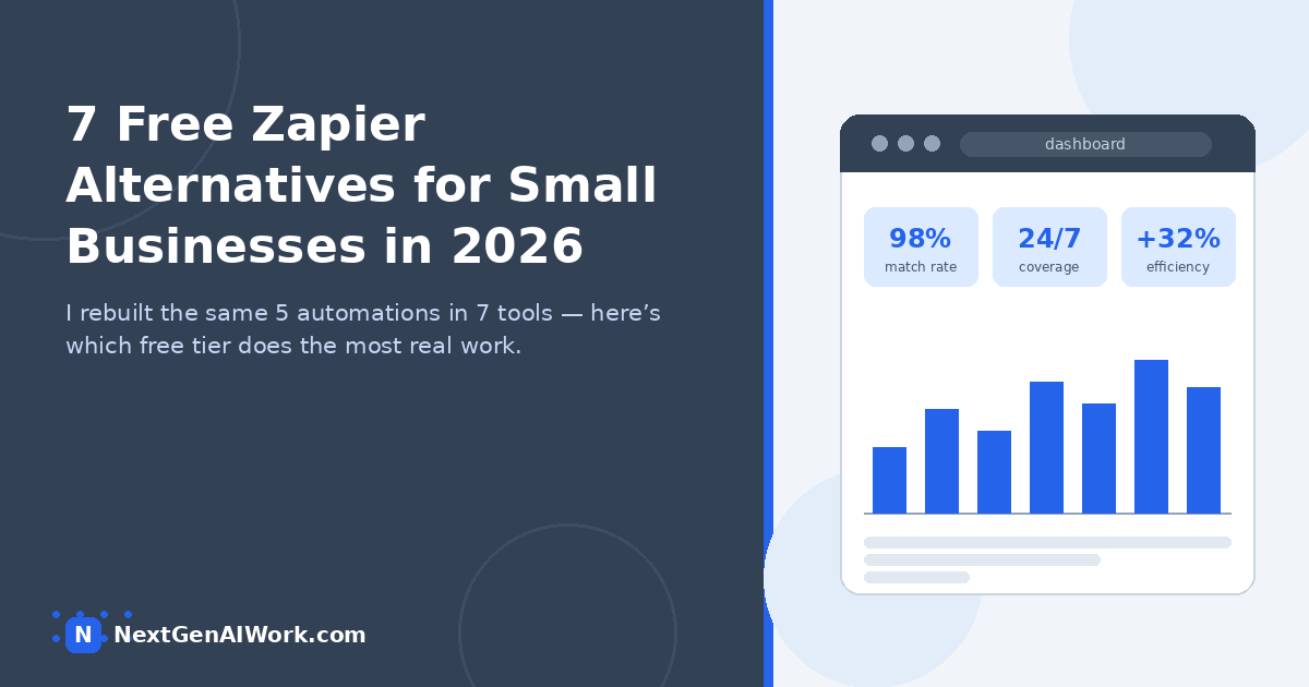 Free Zapier alternatives for small businesses tested hands-on — comparing 7 automation tools on free tiers, workflow depth, and pricing -->
